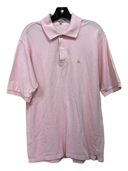 Burberry Size M Pink Cotton Solid Polo Men's Short Sleeve M