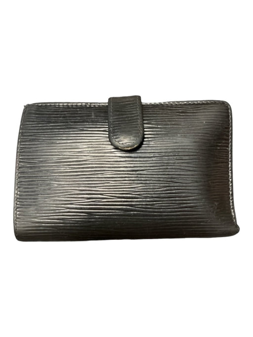 Louis Vuitton Black Leather Snap Closure Gold Hardware Textured Bi Fold Wallets Black