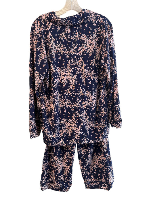 Papinelle Australia Size S Navy & Pink Viscose Collared Button Up Floral Pajamas Navy & Pink / S