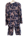 Papinelle Australia Size S Navy & Pink Viscose Collared Button Up Floral Pajamas Navy & Pink / S