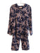 Papinelle Australia Size S Navy & Pink Viscose Collared Button Up Floral Pajamas Navy & Pink / S