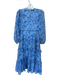 Hyacinth House Size XS Blue Polyester Flower Long Sleeve Ruffles Dress Blue / XS