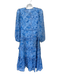 Hyacinth House Size XS Blue Polyester Flower Long Sleeve Ruffles Dress Blue / XS