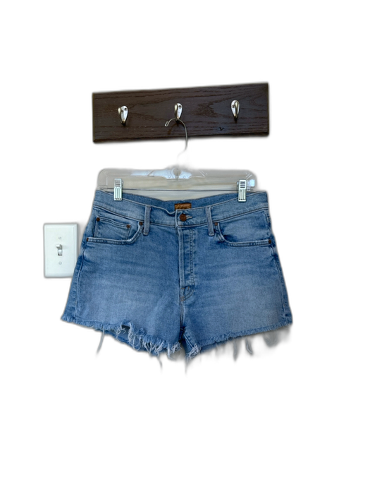 Mother Size 27 Light Wash Cotton Blend Denim Button Fray Detail Shorts Light Wash / 27