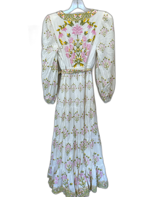 A Loves A Size XS White & yellow Linen Blend Long Sleeve Button Up Dress White & yellow / XS