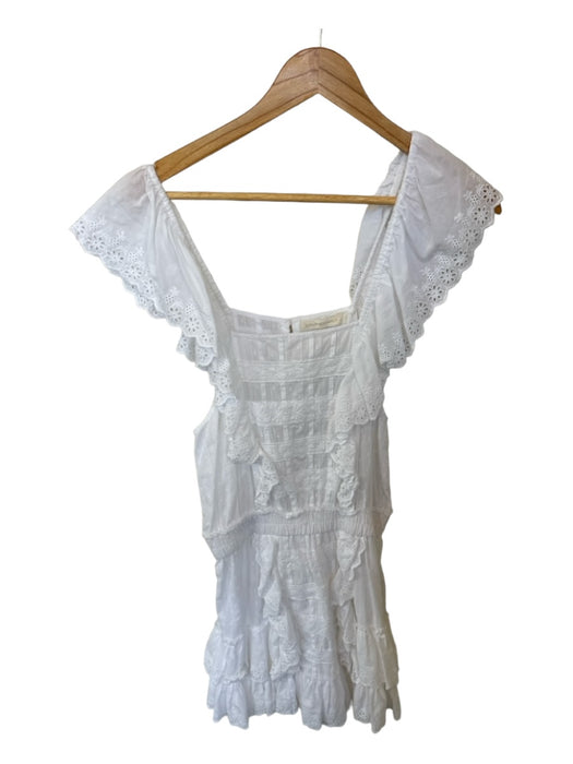 Loveshackfancy Size S White Cotton Flutter Sleeves Eyelet Ruffles Dress White / S