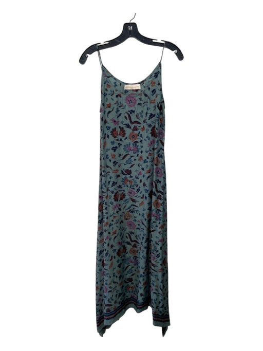 Natalie Martin Size S Gray & multi Silk Floral Spaghetti Strap Maxi Dress Gray & multi / S