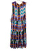 Oliphant Size S Pink, Blue, Multi Cotton Keyhole Back Chevron Stripe Midi Dress Pink, Blue, Multi / S
