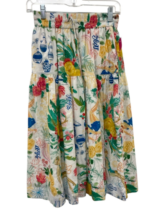 Mother Size XS White, Yellow, Multi Cotton Drawstring Neck Cap Sleeve Skirt Set White, Yellow, Multi / XS