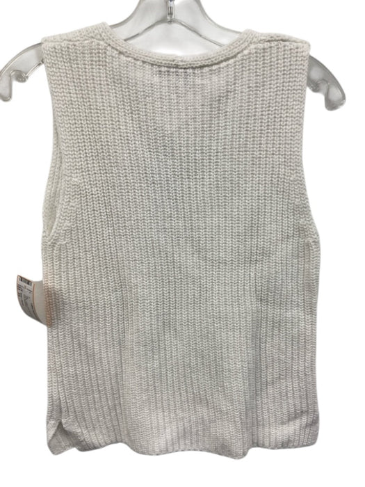 White + Warren Size XS White Cotton Knit Sleeveless Sweater Vest Top White / XS