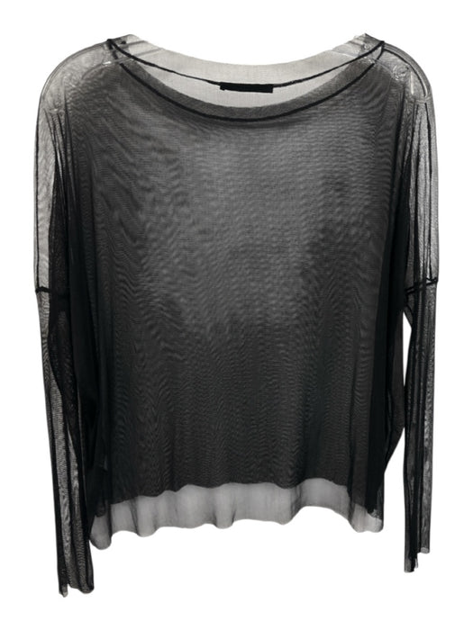 Beautiful People Size S Black Silk Long Sleeve Mesh Sheer Top Black / S