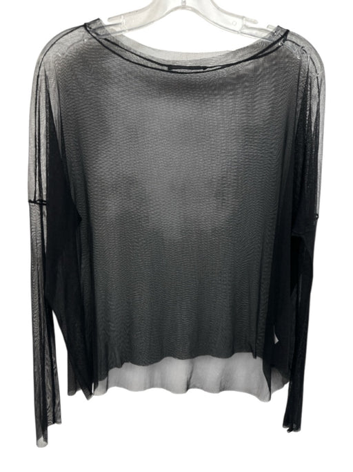 Beautiful People Size S Black Silk Long Sleeve Mesh Sheer Top Black / S