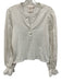 Cinq a Sept Size L White Cotton Long Sleeve Split Neck Buttons Top White / L