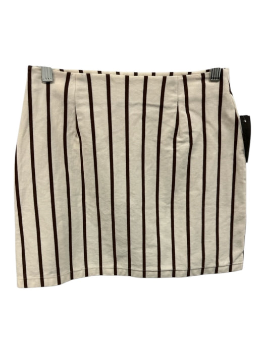 Le Bop Size S White & Brown Cotton Stripe Long Sleeve Knee Length Skirt Set White & Brown / S