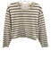 Le Bop Size S White & Brown Cotton Stripe Long Sleeve Knee Length Skirt Set White & Brown / S