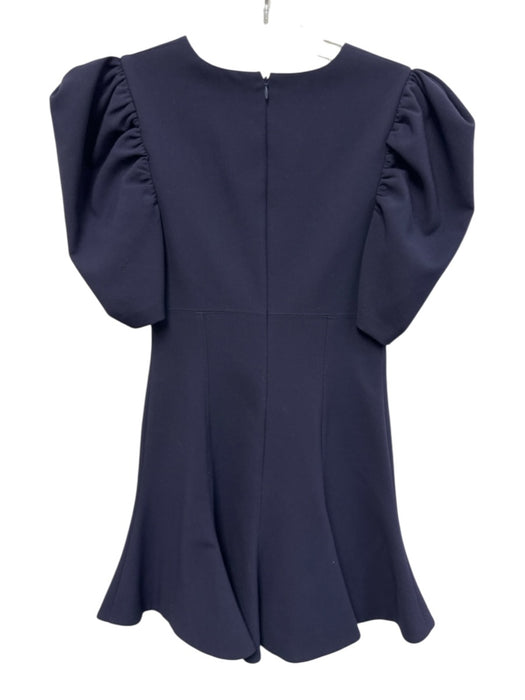 Likely Size 6 Navy Polyester Blend Short Puff Sleeve Back Zip Below Knee Dress Navy / 6