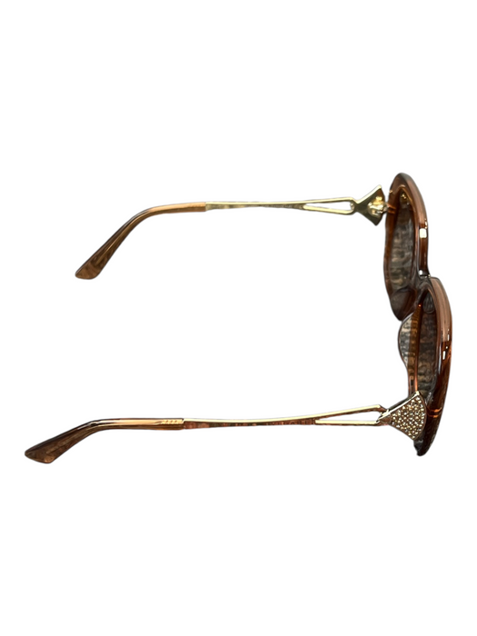 Bvlgari Amber Acrylic Gold hardware Square Frame Thick Frame Sunglasses Amber