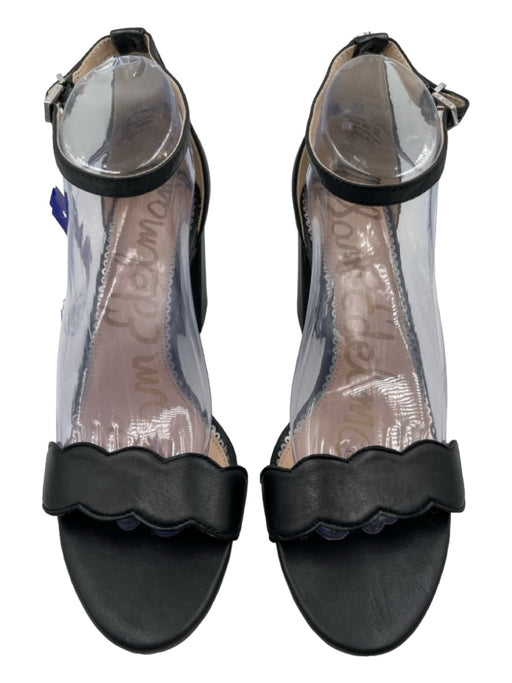 Sam Edelman Shoe Size 9.5 Black Leather Scalloped Trim toe strap Sandals Black / 9.5