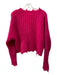 IRO Size 18W Magenta Pink Mohair & Wool Raw Edge Crop Long Sleeve Fuzzy Sweater Magenta Pink / 18W