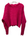 IRO Size 18W Magenta Pink Mohair & Wool Raw Edge Crop Long Sleeve Fuzzy Sweater Magenta Pink / 18W