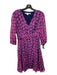 Diane Von Furstenberg Size 4 Navy Blue & Pink Silk Floral V Neck Dress Navy Blue & Pink / 4