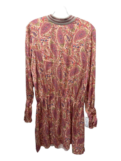 AQC Clothing Size 1 Orange, Pink, Multi Silk Blend Crew Neck Paisley Mini Dress Orange, Pink, Multi / 1