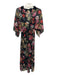 Farm Rio Size XS Black, Red, Multi Viscose Chiffon Overlay Floral Maxi Dress Black, Red, Multi / XS