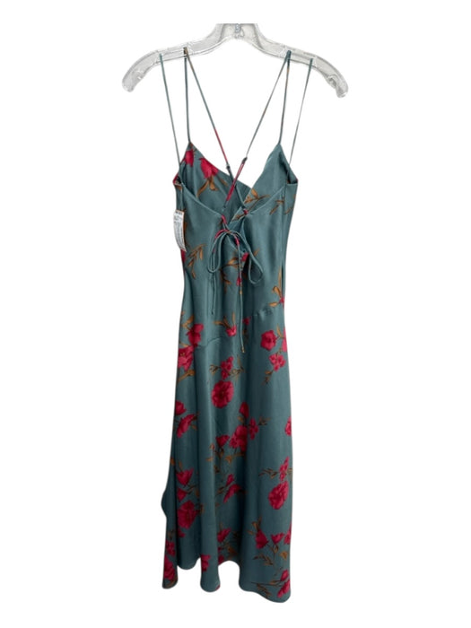 ASTR Size S teal, red, orange Polyester Side Slit Floral Cowl neck Midi Dress teal, red, orange / S
