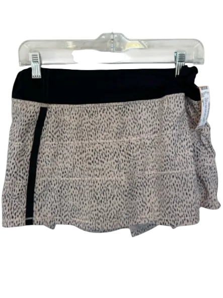 Lululemon Size 10 Cream & Black Nylon Blend Dotted Back Zip Athletic Skort Cream & Black / 10