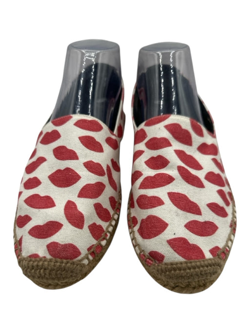 Saint Laurent Shoe Size 39 White & Red Canvas Jute Lips Espadrille White & Red / 39
