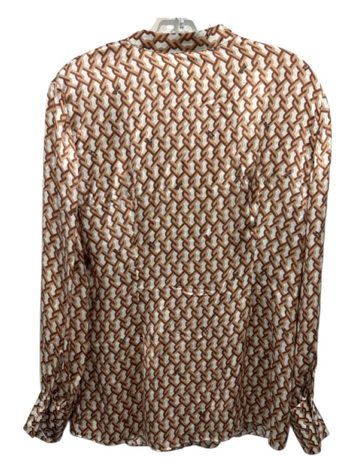 Marella Size Small Brown, Tan & Cream No Fabric Tag Long Sleeve Button Up Top Brown, Tan & Cream / Small