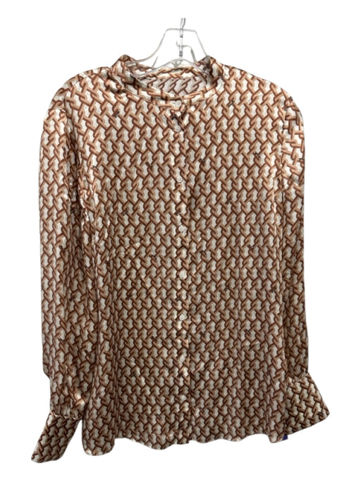 Marella Size Small Brown, Tan & Cream No Fabric Tag Long Sleeve Button Up Top Brown, Tan & Cream / Small