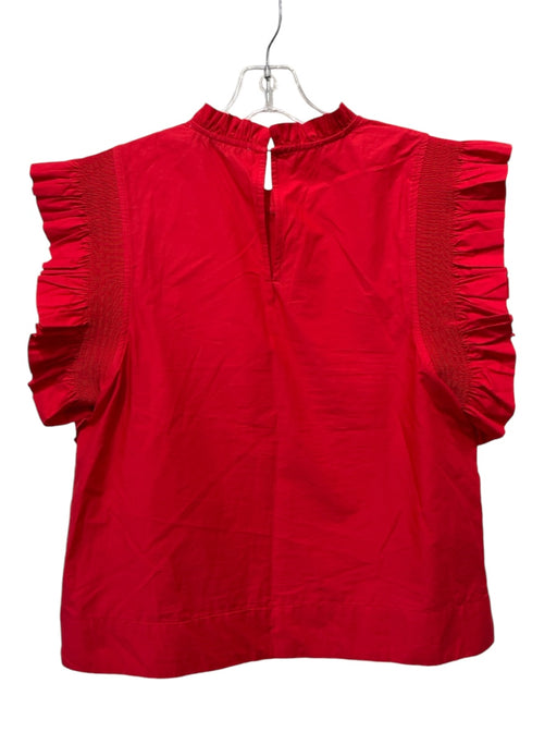 English Factory Size L Red Ruffle Detail Keyhole Back Sleeveless Top Red / L