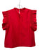 English Factory Size L Red Ruffle Detail Keyhole Back Sleeveless Top Red / L