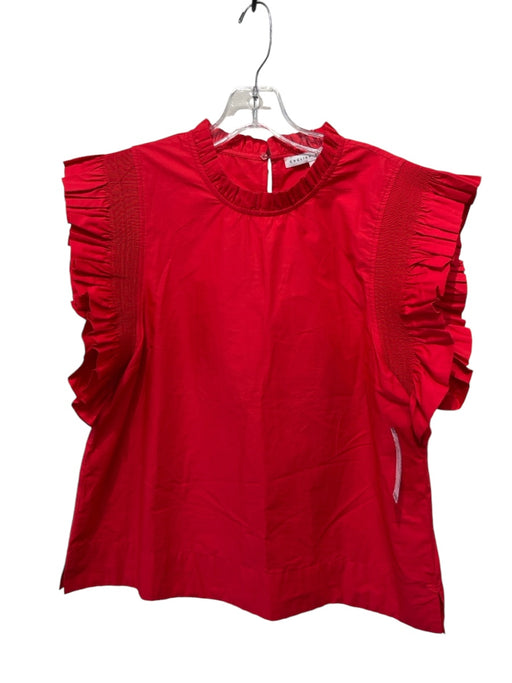 English Factory Size L Red Ruffle Detail Keyhole Back Sleeveless Top Red / L