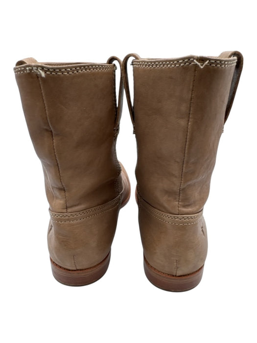 Frye Shoe Size 8 Tan Brown Leather Upper Round Toe Block Heel Pull Tabs Boots Tan Brown / 8