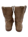 Frye Shoe Size 8 Tan Brown Leather Upper Round Toe Block Heel Pull Tabs Boots Tan Brown / 8