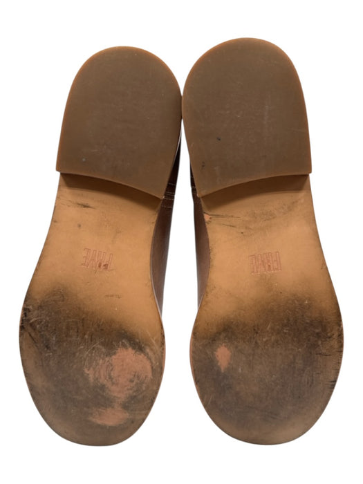 Frye Shoe Size 8 Tan Brown Leather Upper Round Toe Block Heel Pull Tabs Boots Tan Brown / 8
