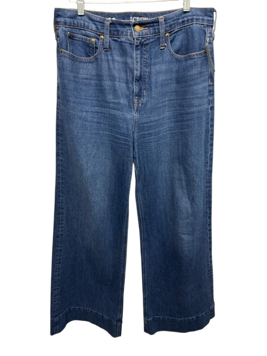 J Crew Size 30 Medium Wash Cotton Denim High Rise 5 Pocket Wide Leg Jeans Medium Wash / 30