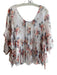 Love Johnny Was Size M White & Multi Silk & Cotton Wide Round Neck Flowy Top White & Multi / M