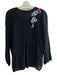 Johnny Was Size M Black & Multi Rayon Tie V Neck Long Sleeve Top Black & Multi / M