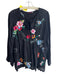 Johnny Was Size M Black & Multi Rayon Tie V Neck Long Sleeve Top Black & Multi / M