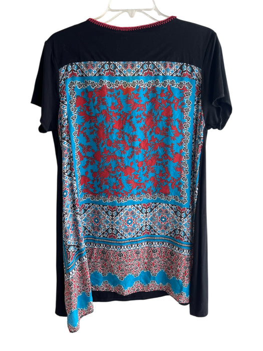 Johnny Was Size M Black & Multi Rayon Paisley & Abstract Round Neck Top Black & Multi / M