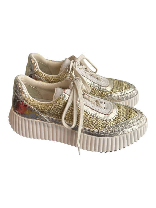 Dolce Vita Shoe Size 6.5 Gold & Silver Manmade Material Almond Toe Woven Shoes Gold & Silver / 6.5