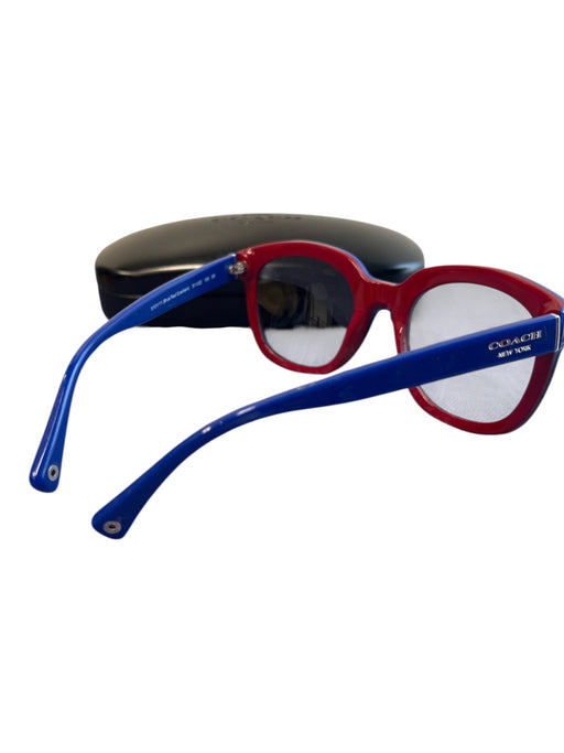 Coach Blue & Red Acrylic Cat Eye Clear Lenses Gradient Glasses Blue & Red