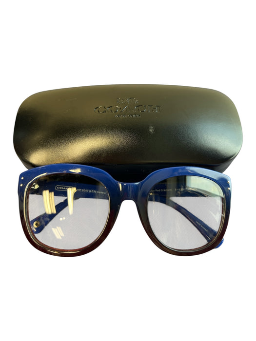 Coach Blue & Red Acrylic Cat Eye Clear Lenses Gradient Glasses Blue & Red