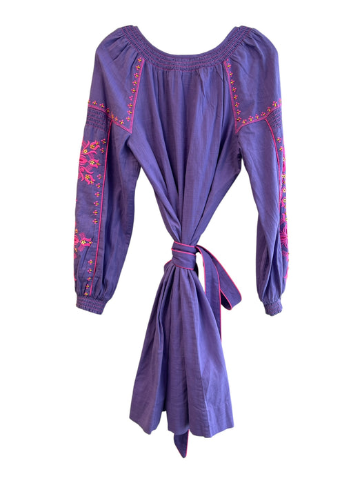 Lilly Pulitzer Size 6 purple & pink Cotton Long Sleeve Embroidery Belt Dress purple & pink / 6