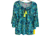Lilly Pulitzer Size Small Green & Blue Cotton V Neck Long Sleeve Top Green & Blue / Small
