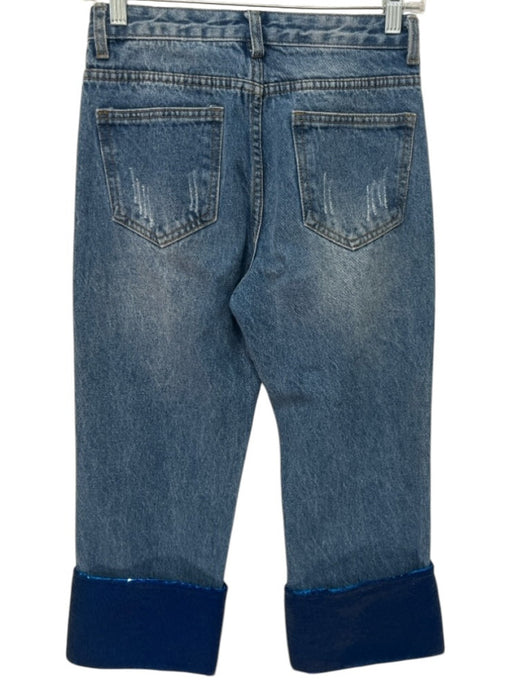 All Must Art Size S Medium Wash Cotton Denim High Rise Whiskering Jeans Medium Wash / S