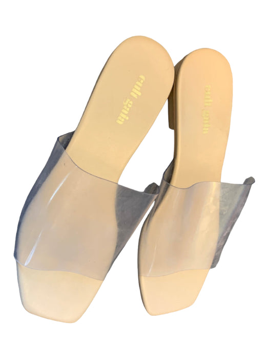 Cult Gaia Shoe Size 36 Clear & Tan PVC Leather Flats Square Toe Mules Clear & Tan / 36